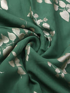 Green Trendy Foil Print Georgette Fabric (1 mtr) - Luxurion World