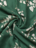Green Trendy Foil Print Georgette Fabric (1 mtr) - Luxurion World