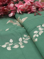 Green Trendy Foil Print Georgette Fabric (1 mtr) - Luxurion World