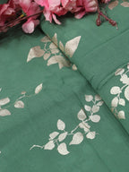 Green Trendy Foil Print Georgette Fabric (1 mtr) - Luxurion World