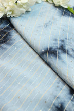 Grey And Blue Trendy Cotton Silk Tie & Dye Fabric ( 0.5 Mtr ) - Luxurion World