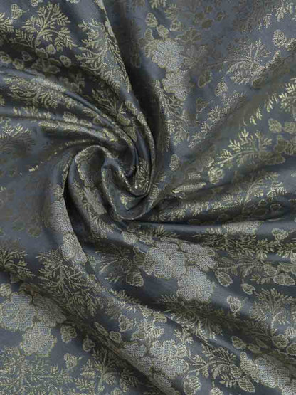 Grey Banarasi Brocade Silk Fabric ( 1 Mtr )