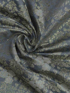 Grey Banarasi Brocade Silk Fabric ( 1 Mtr ) - Luxurion World