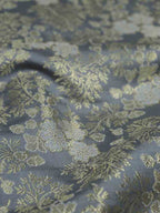 Grey Banarasi Brocade Silk Fabric ( 1 Mtr ) - Luxurion World