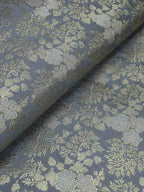 Grey Banarasi Brocade Silk Fabric ( 1 Mtr ) - Luxurion World