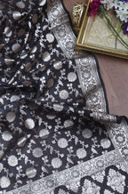 Stunning Grey Banarasi Organza Dupatta - Perfect for Any Occasion! - Luxurion World