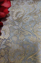 Grey Banarasi Silk Fabric (  1 Mtr ) - Luxurion World