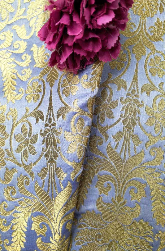 Grey Banarasi Silk Fabric ( 1 Mtr ) - Luxurion World