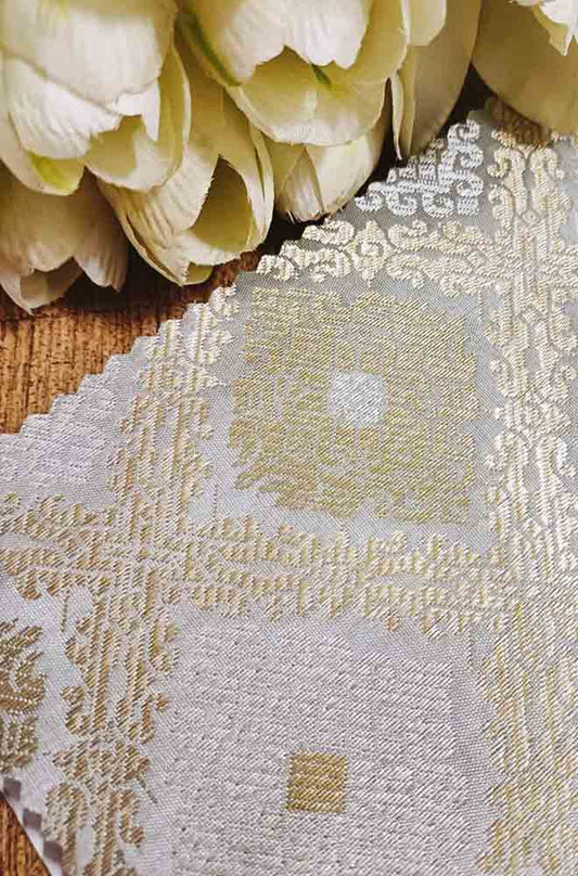Grey Banarasi Silk Fabric ( 1 Mtr ) - Luxurion World