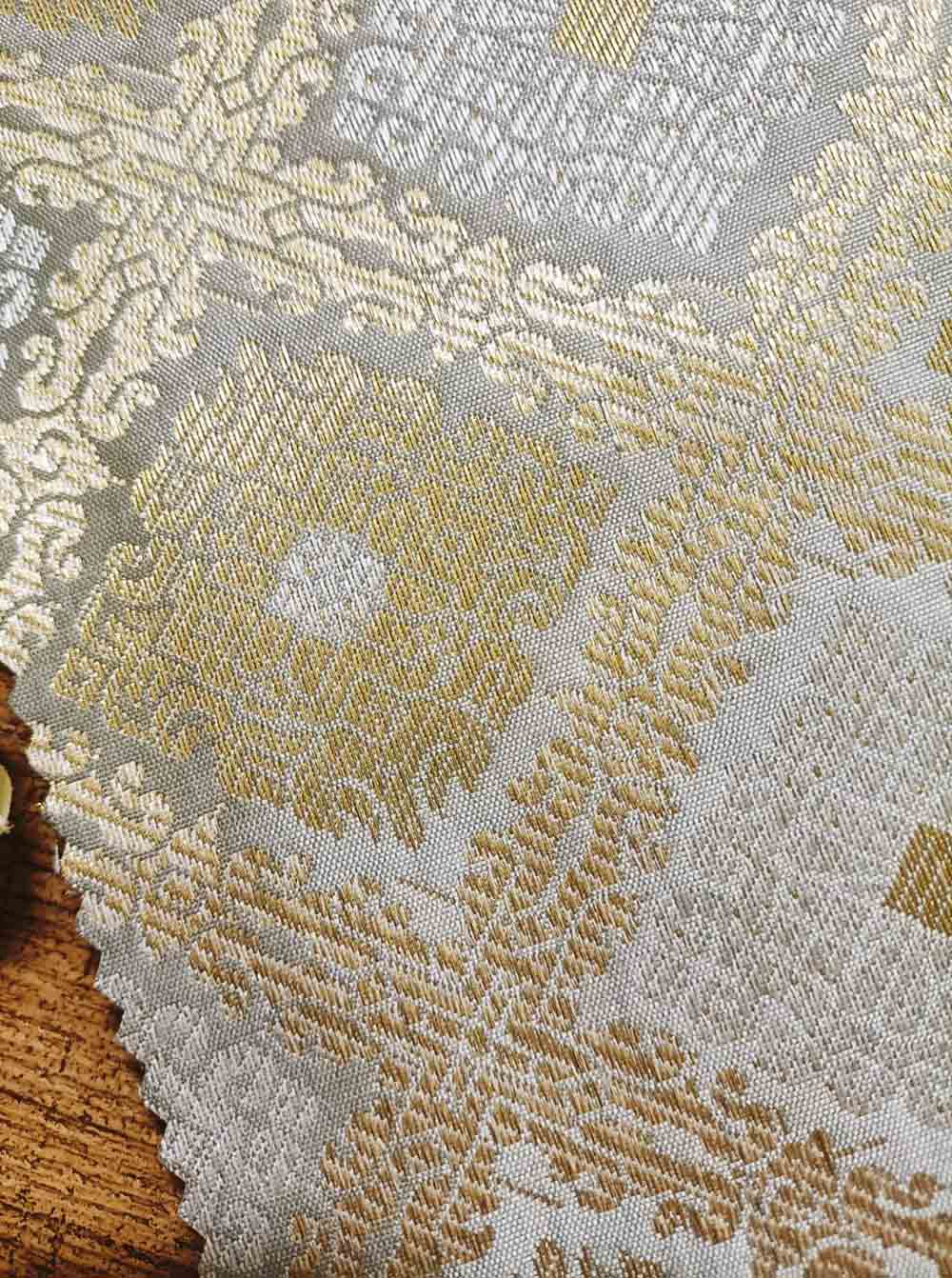Grey Banarasi Silk Fabric ( 1 Mtr ) - Luxurion World