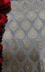 Grey Banarasi Silk Fabric (  1 Mtr ) - Luxurion World