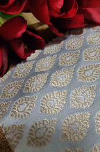Grey Banarasi Silk Fabric (  1 Mtr ) - Luxurion World