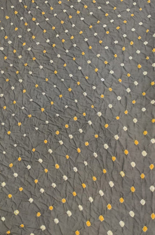 Grey Bandhani Cotton Silk Fabric (  1 Mtr ) - Luxurion World