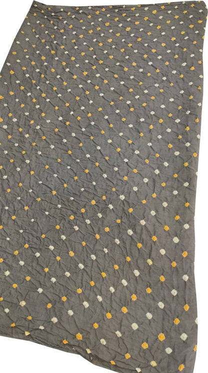 Grey Bandhani Cotton Silk Fabric (  1 Mtr ) - Luxurion World