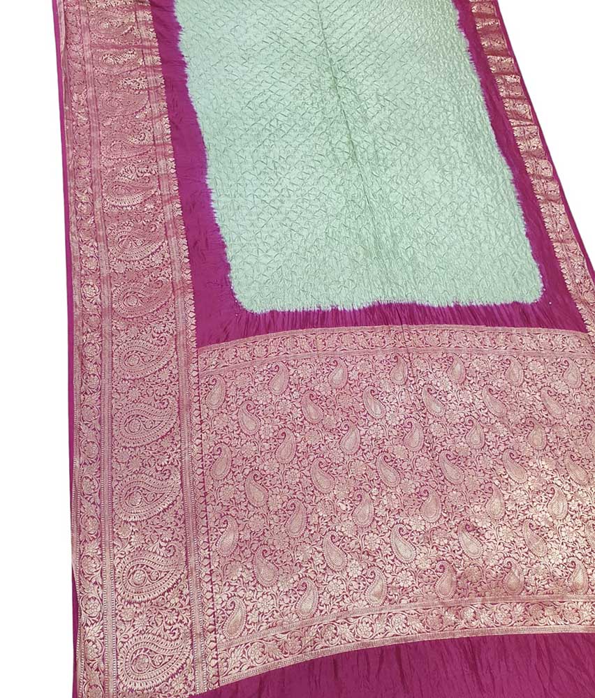 Grey Bandhani Pure Silk Kanjeevaram Border Saree - Luxurion World