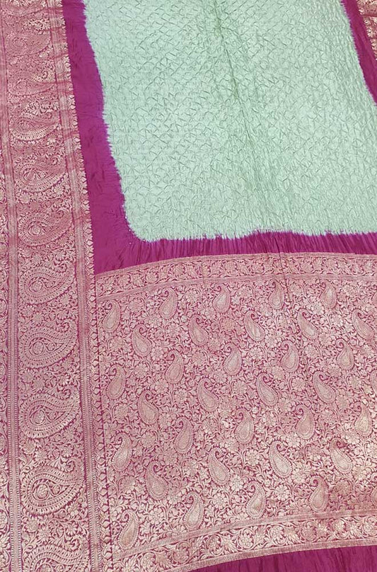 Grey Bandhani Pure Silk Kanjeevaram Border Saree - Luxurion World