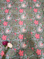 Grey Block Printed Cotton Fabric (1 mtr) - Luxurion World
