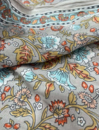 Grey Block Printed Cotton Fabric ( 1 Mtr ) - Luxurion World