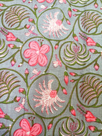 Grey Block Printed Cotton Fabric (1 mtr) - Luxurion World