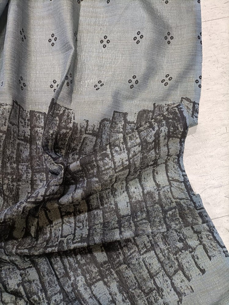 Grey Digital Printed Linen Cotton Dupatta