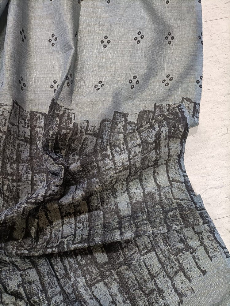 Grey Digital Printed Linen Cotton Dupatta - Luxurion World