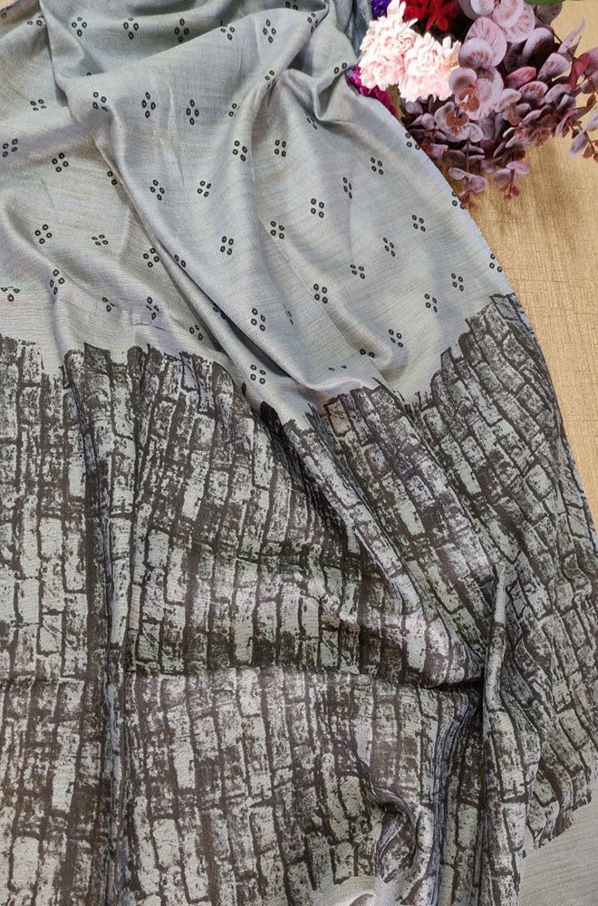 Grey Digital Printed Linen Cotton Dupatta - Luxurion World