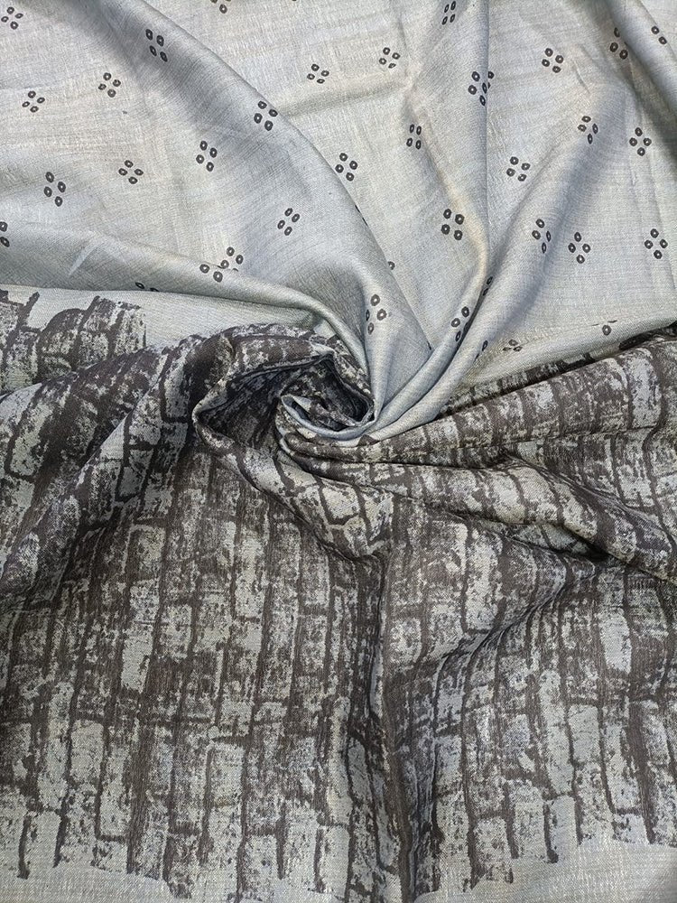 Grey Digital Printed Linen Cotton Dupatta - Luxurion World