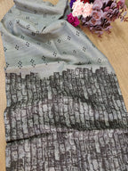 Grey Digital Printed Linen Cotton Dupatta - Luxurion World