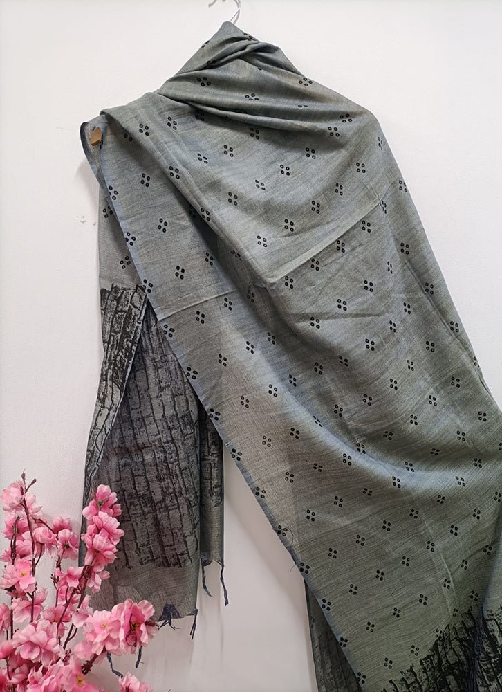 Grey Digital Printed Linen Cotton Dupatta - Luxurion World