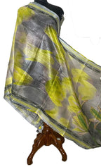 Grey Digital Printed Linen Dupatta - Luxurion World