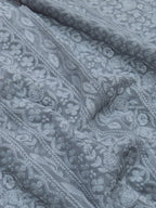 Grey Embroidered Chikankari Georgette Fabric (1 Mtr) - Luxurion World