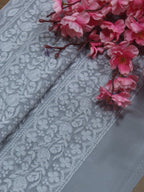 Grey Embroidered Chikankari Georgette Fabric (1 Mtr) - Luxurion World