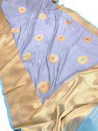 Grey Handloom Banarasi Pure Katan Silk Meenakari Saree - Luxurion World