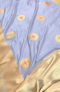 Grey Handloom Banarasi Pure Katan Silk Meenakari Saree - Luxurion World