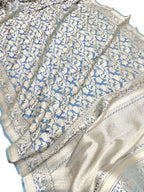 Grey Handloom Banarasi Pure Katan Silk Saree - Luxurion World