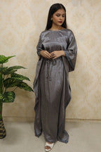 Grey Mashru Silk Kaftan Jacket - Luxurion World