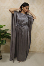 Grey Mashru Silk Kaftan Jacket - Luxurion World