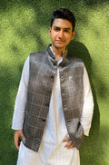 Grey Mashru Silk Nehru Jacket - Luxurion World