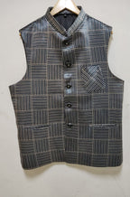 Grey Mashru Silk Nehru Jacket - Luxurion World
