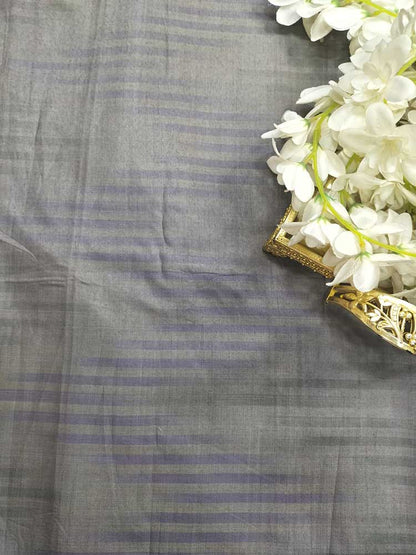 Grey Plain Bhagalpur Silk Fabric ( 1 Mtr ) - Luxurion World