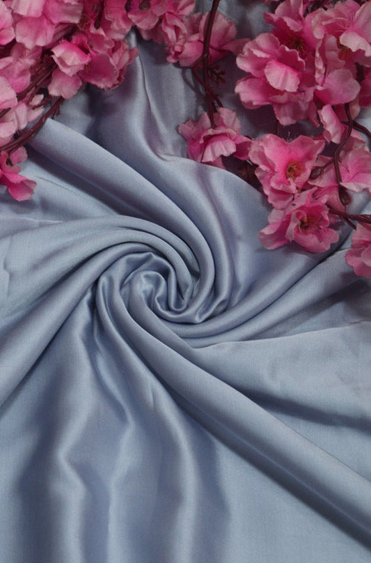 Grey Plain Modal Satin Silk Fabric ( 1 Mtr )