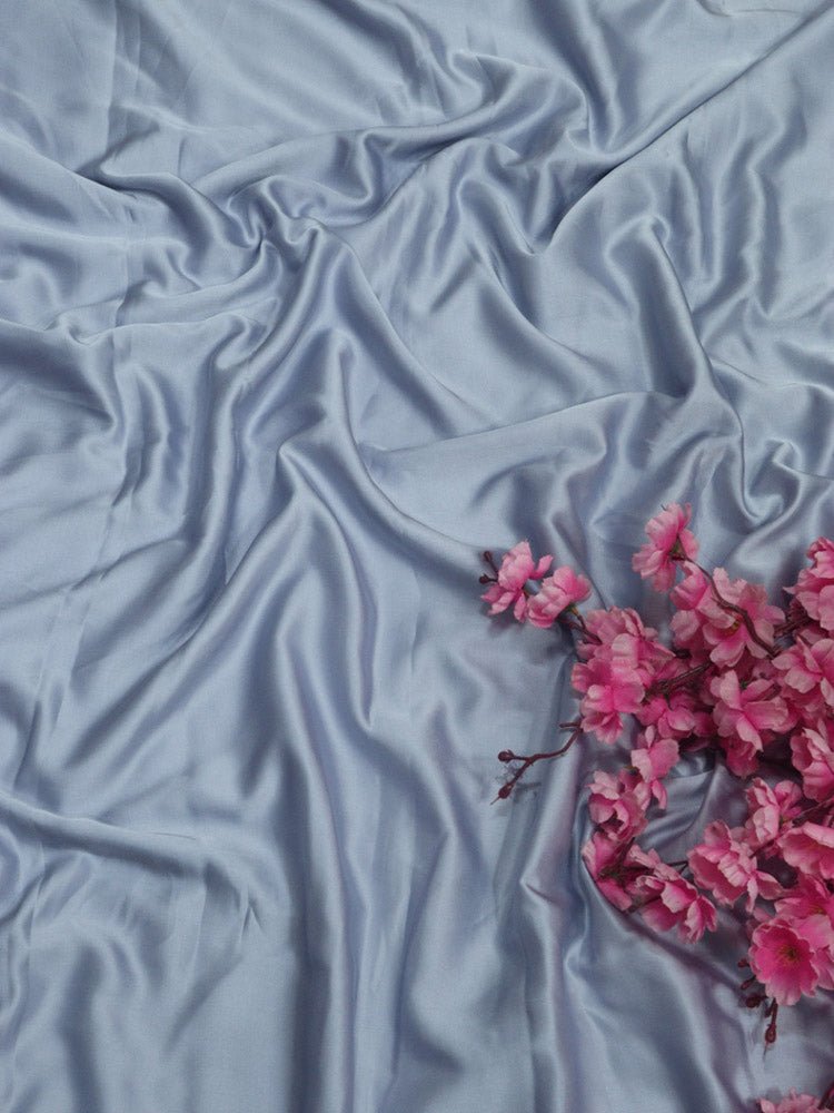 Grey Plain Modal Satin Silk Fabric ( 1 Mtr ) - Luxurion World