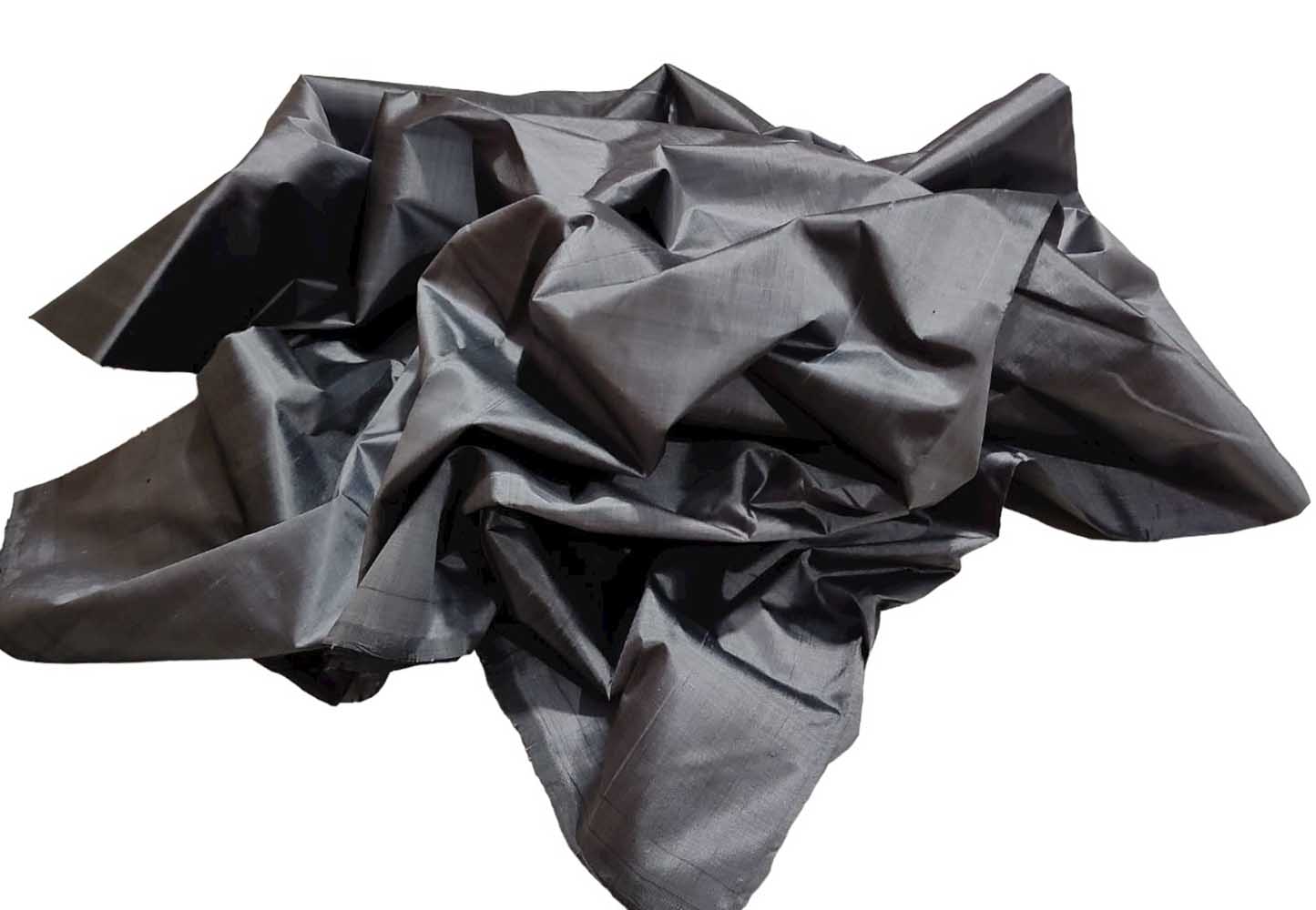 Grey Plain Pure Silk Fabric ( 1 Mtr ) - Luxurion World