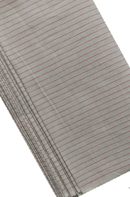 Grey Pure Linen Stripes Design Fabric ( 1 Mtr ) - Luxurion World