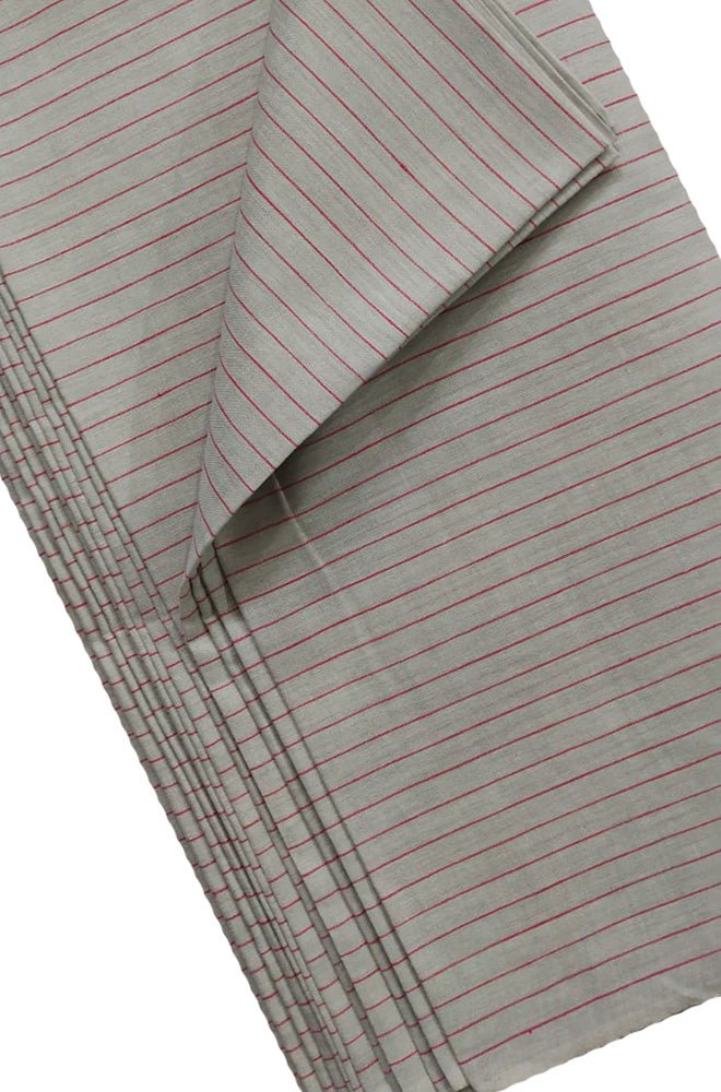 Grey Pure Linen Stripes Design Fabric ( 1 Mtr ) - Luxurion World