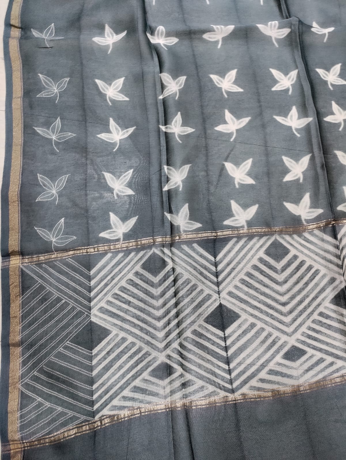 Grey Shibori Cotton Silk Dupatta - Luxurion World