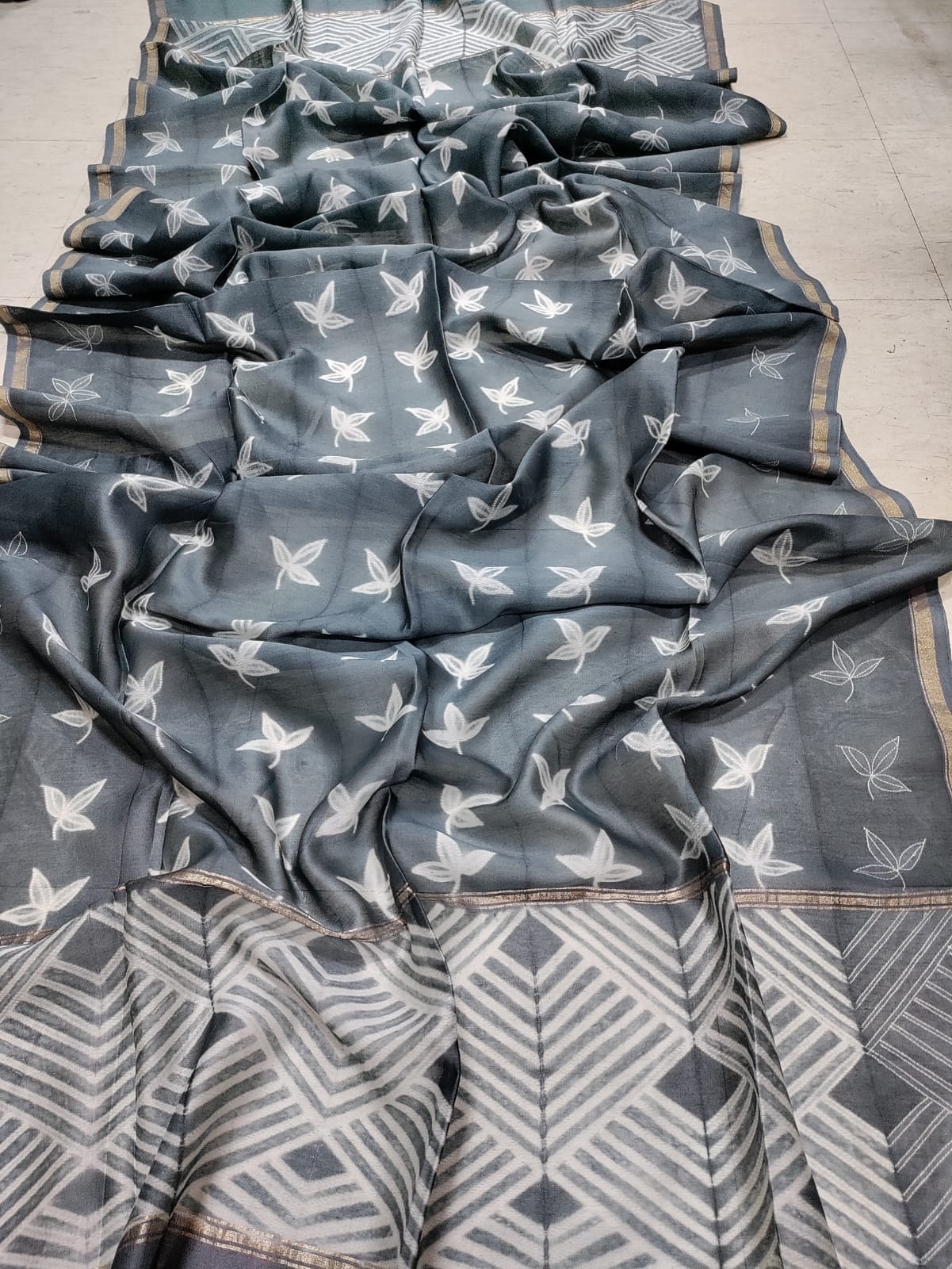 Grey Shibori Cotton Silk Dupatta - Luxurion World