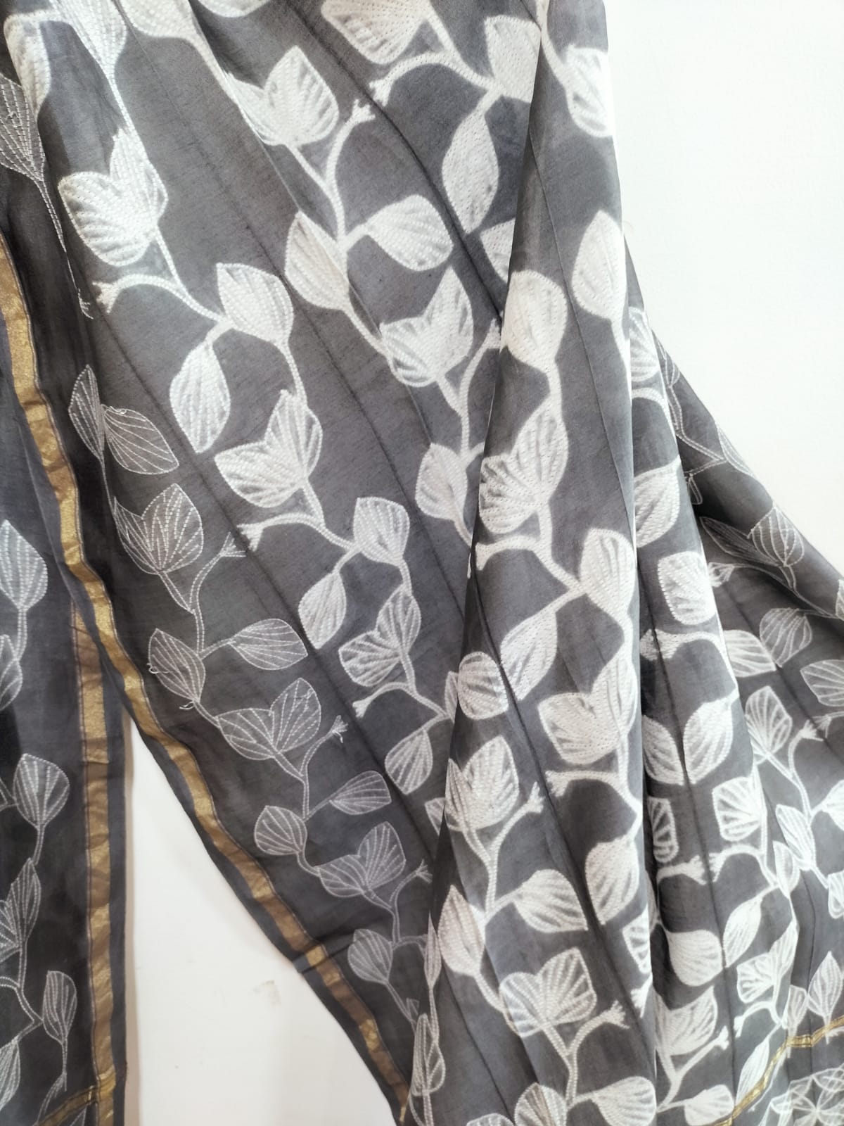 Grey Shibori Cotton Silk Dupatta - Luxurion World