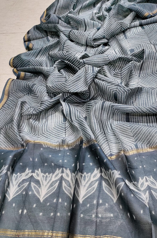 Grey Shibori Cotton Silk Dupatta - Luxurion World
