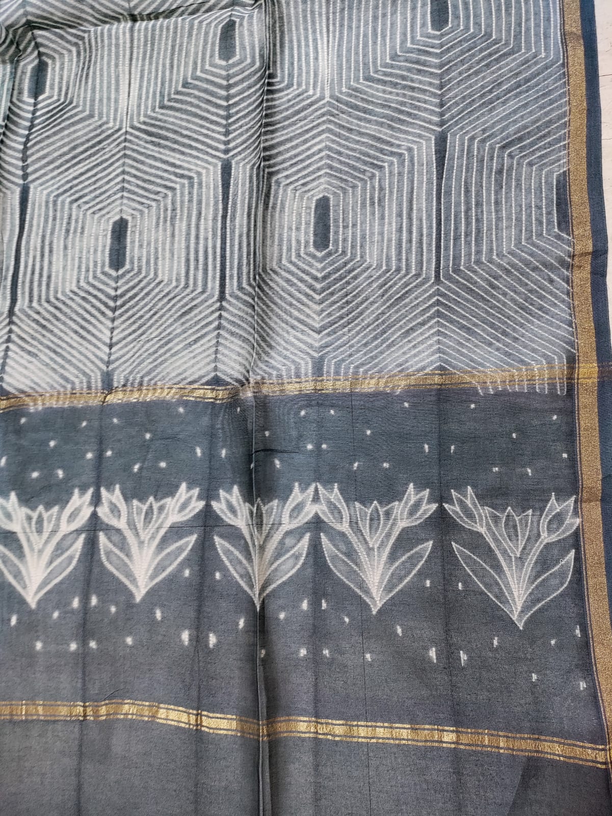 Grey Shibori Cotton Silk Dupatta - Luxurion World